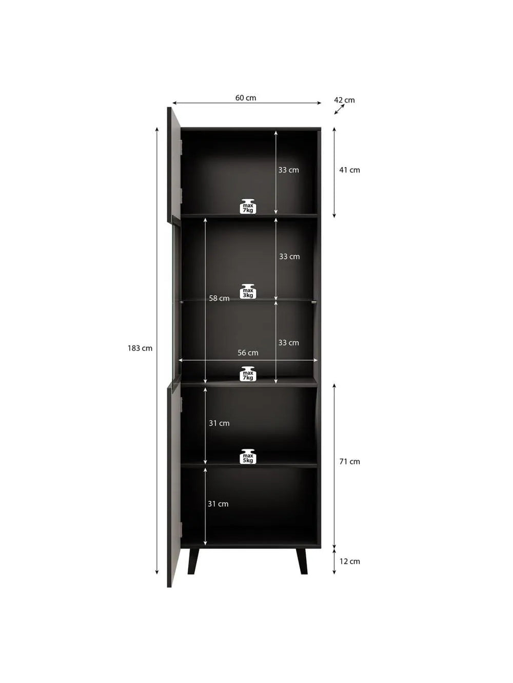Vitrina Moderna TU MESITA Bastian color Negro 2 puertas