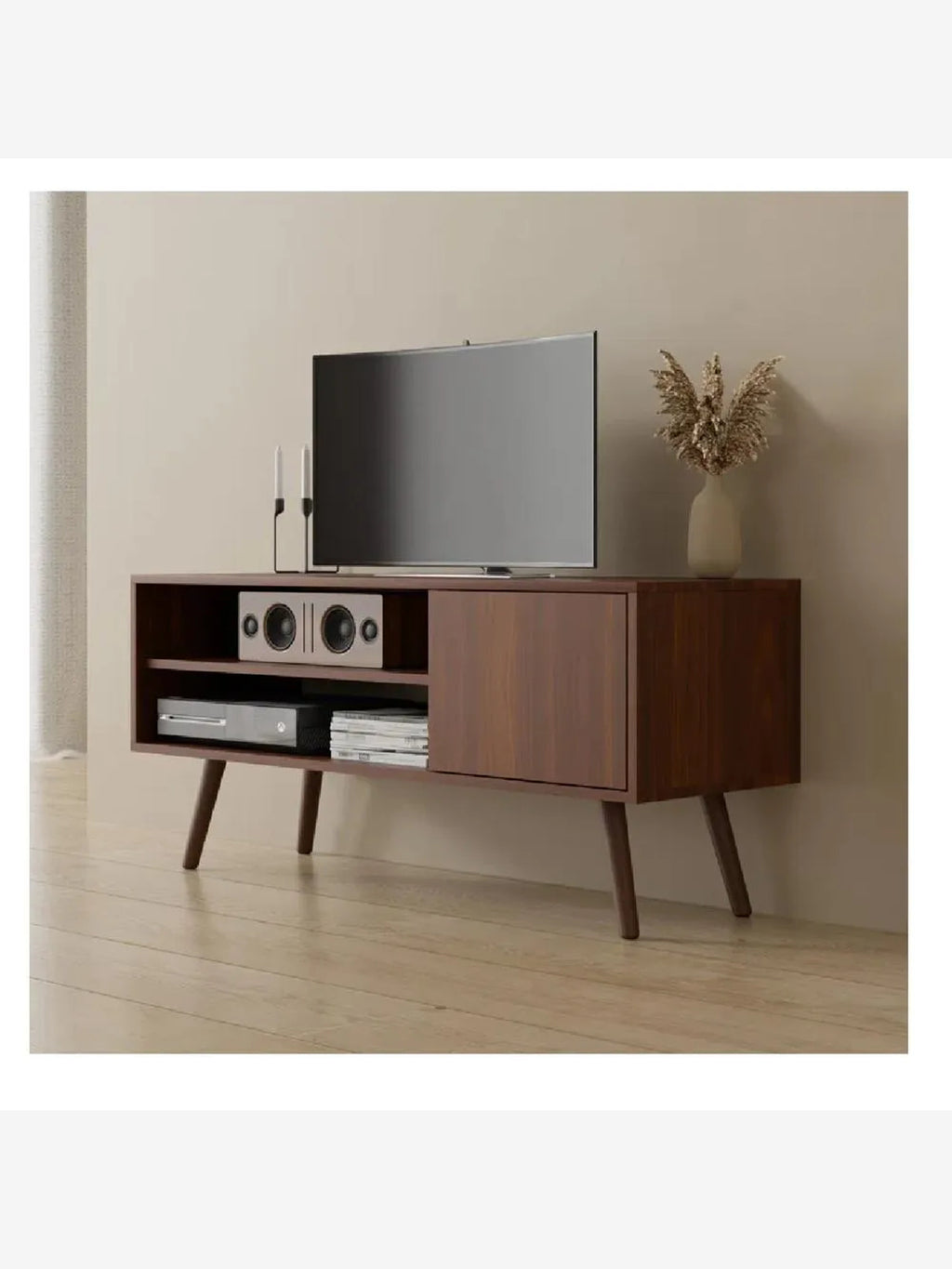Mesa de TV Funcional 50" TU MESITA Eva Melamina 18mm color Marrón 1 puerta
