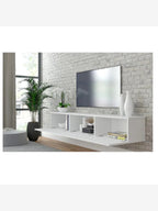 Mesa de TV Flotante 75" TU MESITA Sigrid Melamina 18mm color Blanco 3 puertas