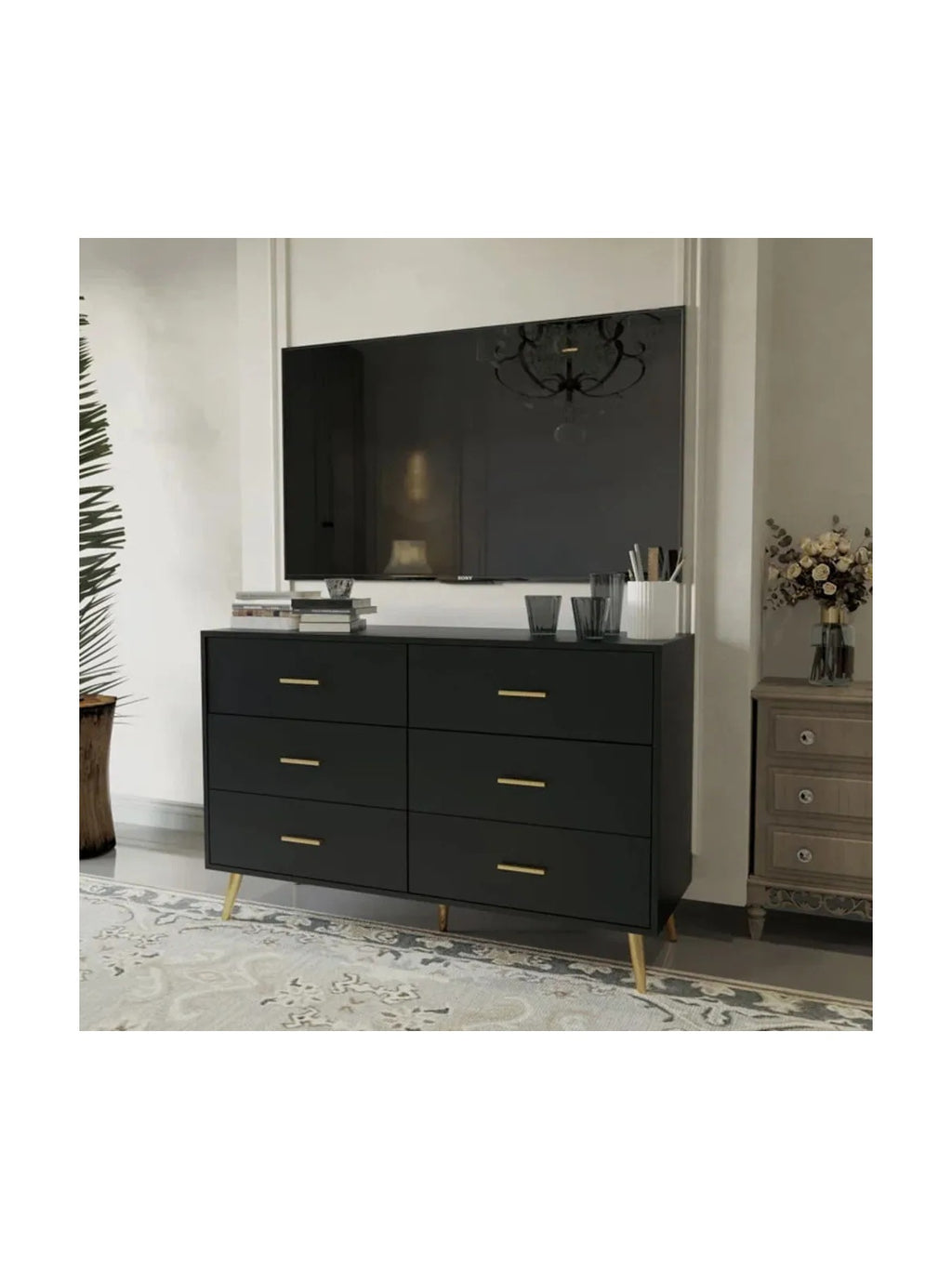 Cómoda Clásica Marita 6 cajones color Negro TU MESITA