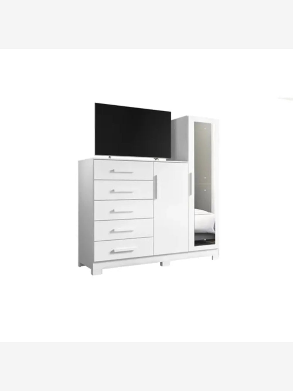 Ropero moderno 5 cajones 2 puertas + espejo Mariana color Blanco TU MESITA