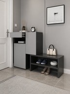 Zapatera con Gabinete Lucio color Gris/Negro TU MESITA