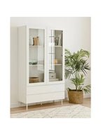 Vitrina Alta 2 puertas 2 cajones Dubai color BLanco TU MESITA