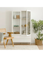Vitrina Alta 2 puertas 2 cajones Dubai color BLanco TU MESITA