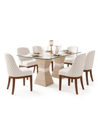 juego de comedor bianca 6 sillas con vidrio biselado, vista de detalle del acabado