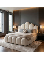 Cama Box Maelle King Marfil Tarima + Cabecera  TU MESITA