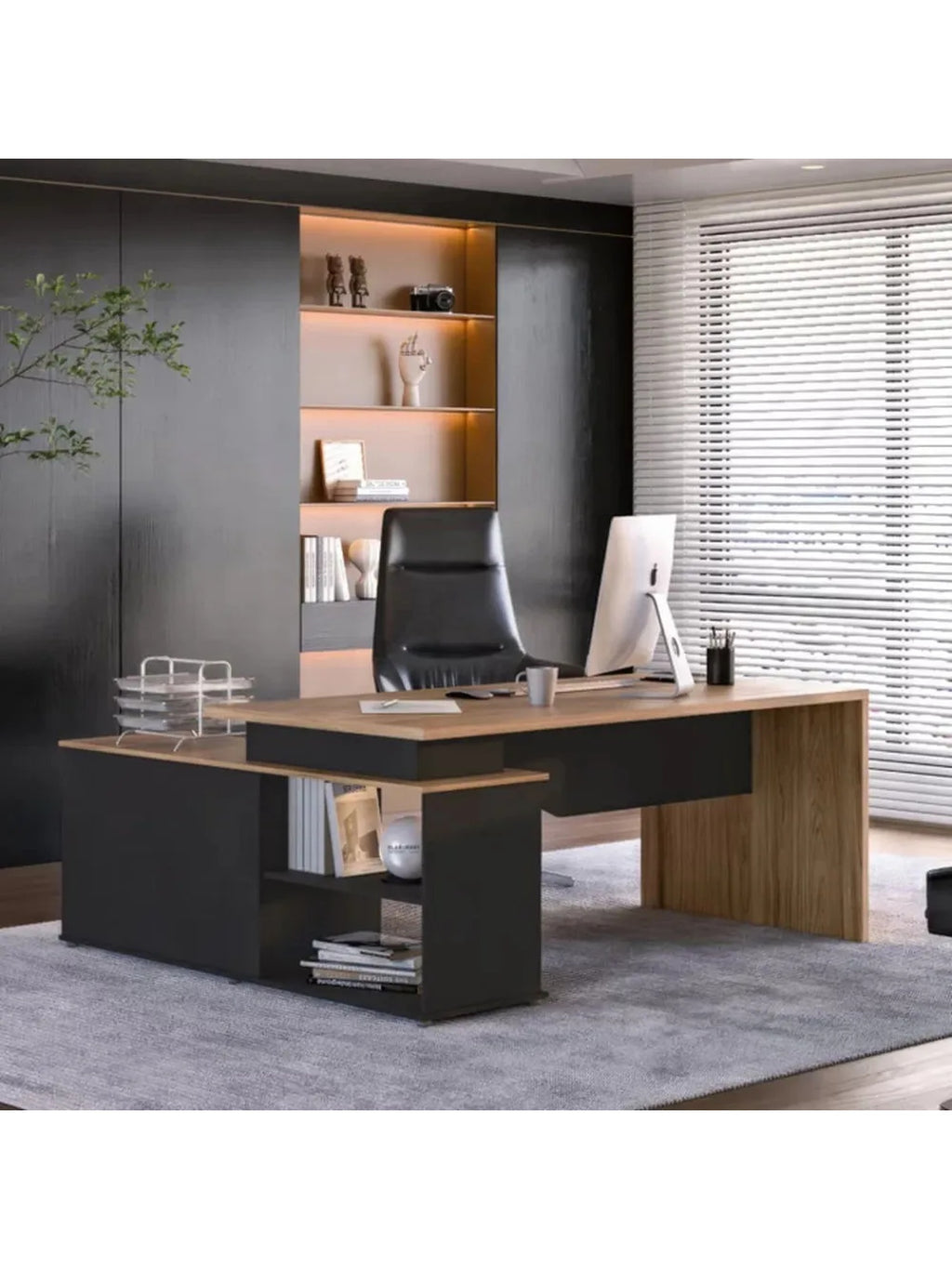 Escritorio Ejecutivo Palmer color Negro/Marrón TU MESITA