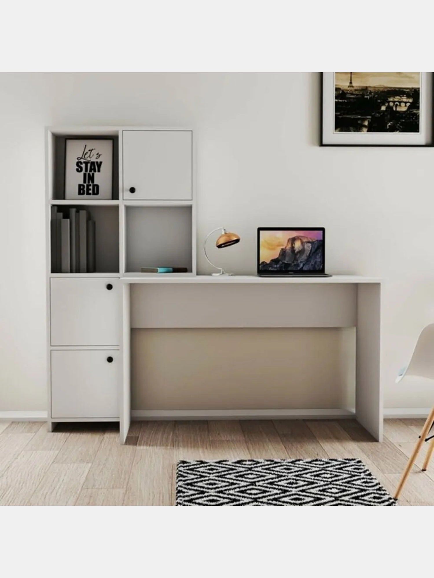 Escritorio Clásico 3 puertas con repisa Roma color Blanco TU MESITA
