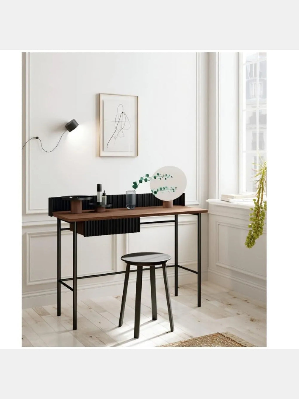 Escritorio Industrial Moderno Alanis color NegroMarrón 1 cajón TU MESITA