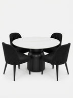Juego de Comedor Madera Base Esférica con 4 Sillas
