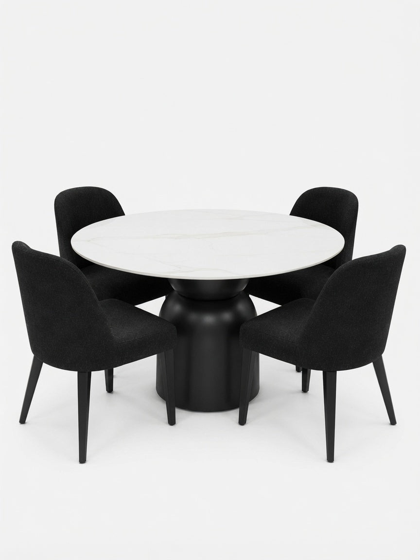 Juego de Comedor Madera Base Esférica con 4 Sillas