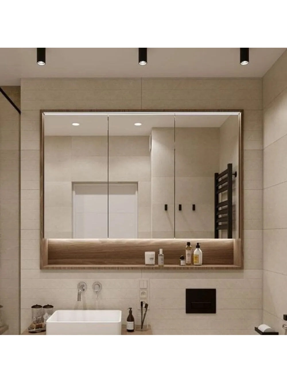 Mueble de Baño Moderno Flotante con Espejo y Luces Led Cerberus Color Gales TU MESITA