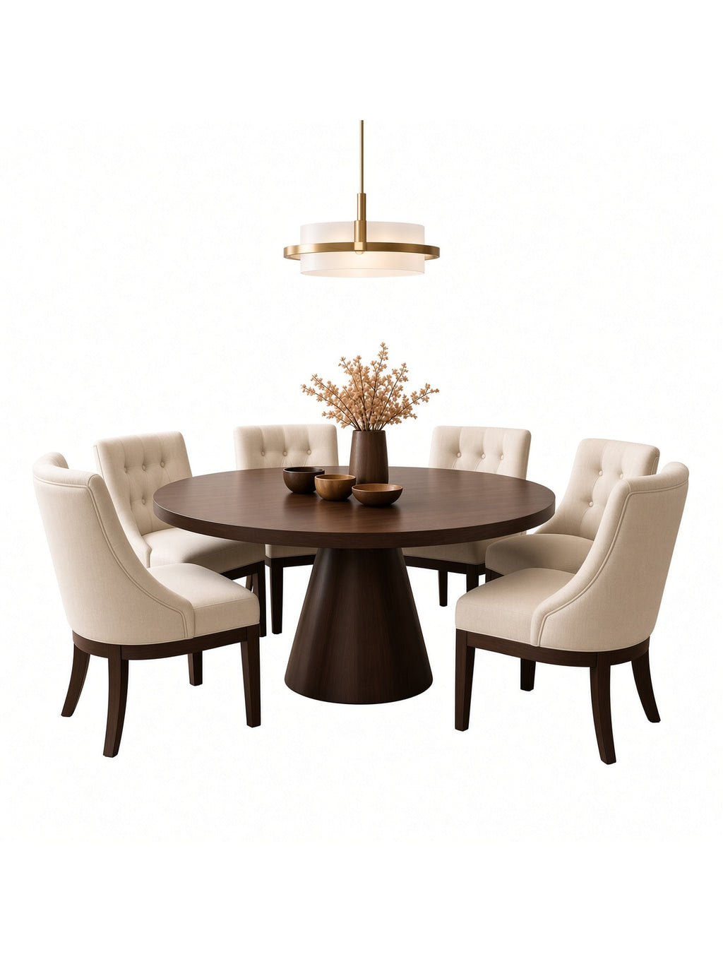 juego de comedor fiorella circular 6 sillas en madera, vista de detalle del acabado