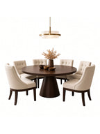 juego de comedor fiorella circular 6 sillas en madera, vista de detalle del acabado