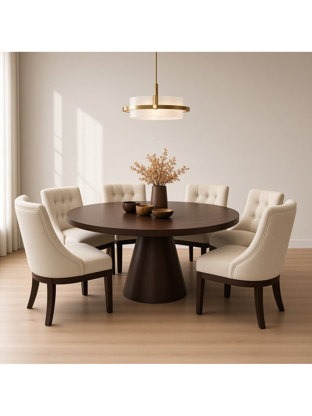 juego de comedor fiorella circular 6 sillas en madera
