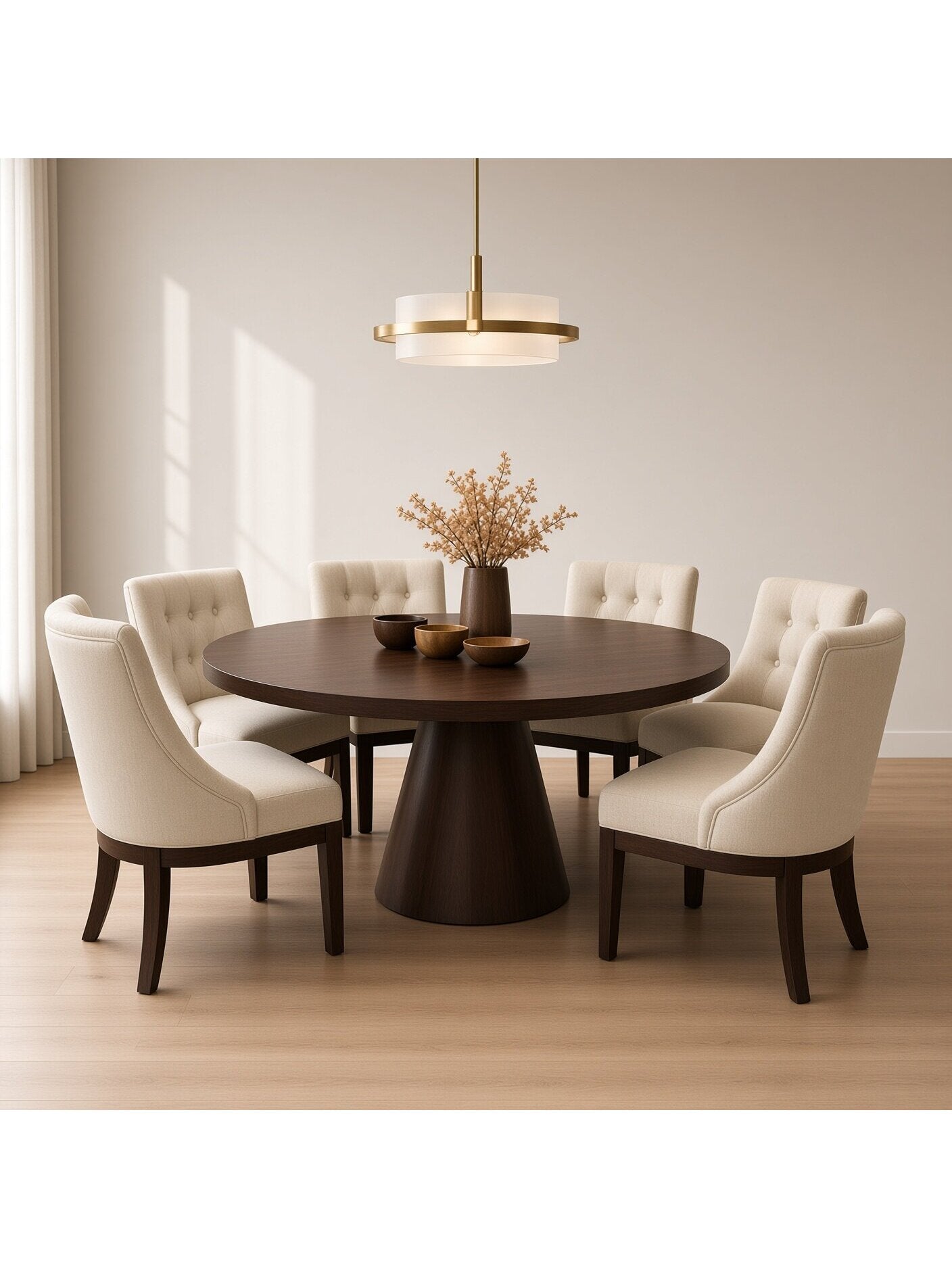 juego de comedor fiorella circular 6 sillas en madera