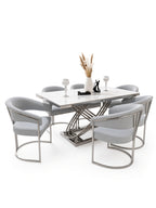 juego de comedor milano 6 sillas con piedra sinterizada, vista de detalle del acabado
