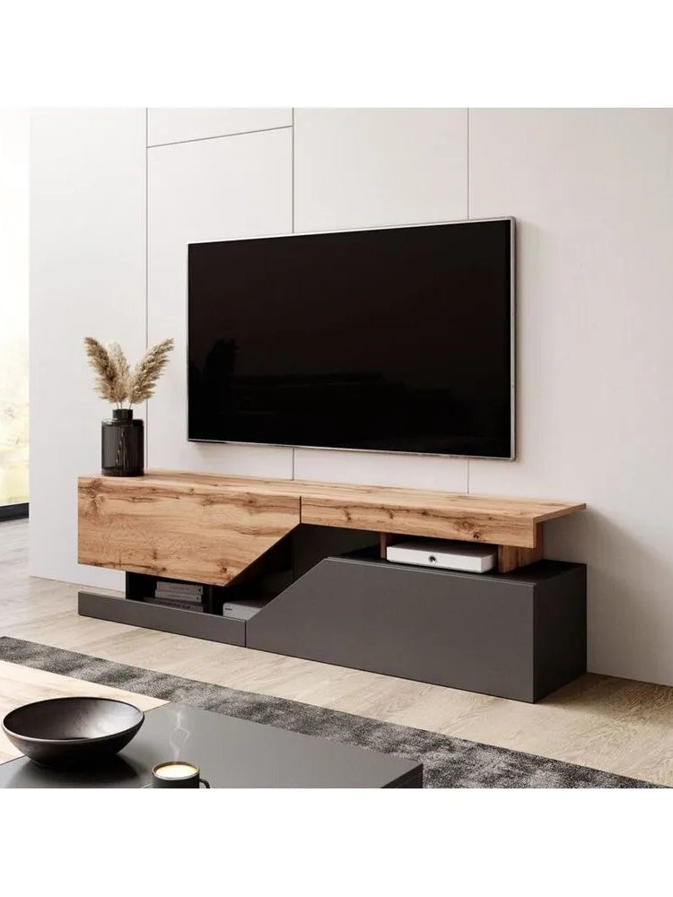 Mesa de Tv Moderna Alexis 2 puertas color NegroRoble TU MESITA
