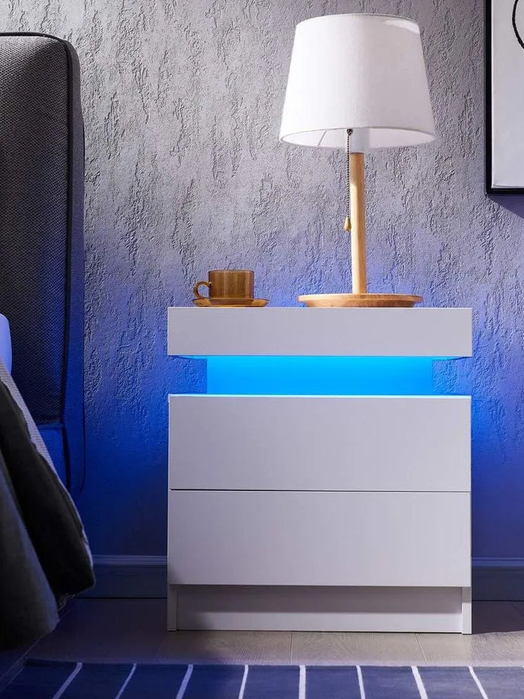 Velador Mesa de Noche Miki con luz LED color Blanco TU MESITA