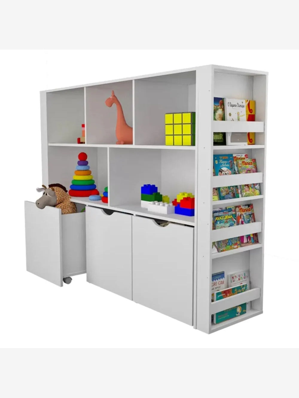Estante Organizador para Niños Zeus color Blanco TU MESITA 3 baúles con ruedas
