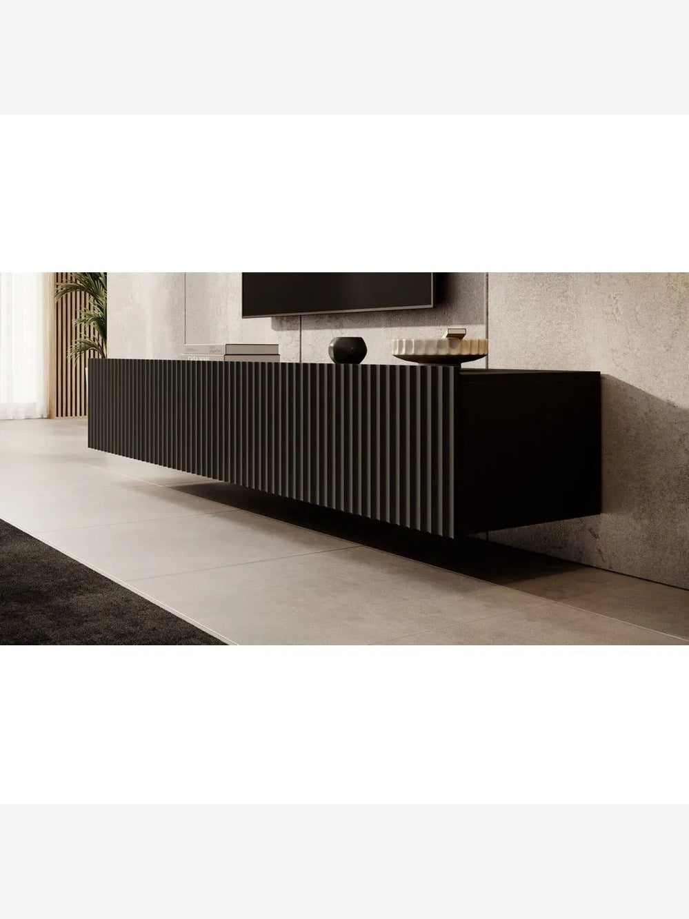 Mesa de TV Flotante Lika color Negro 4 puertas TU MESITA