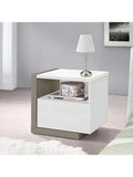 Velador Mesa de Noche Isis color BlancoGris 1 cajón TU MESITA