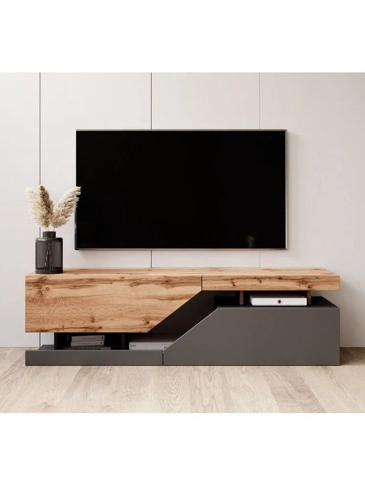 Mesa de Tv Moderna Alexis 2 puertas color NegroRoble TU MESITA
