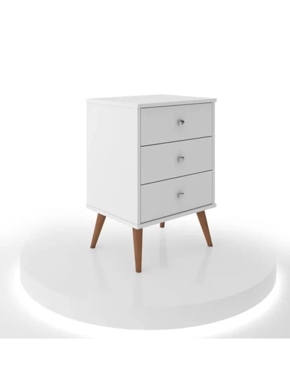MESA DE NOCHE CLÁSICA 3 CAJONES ROSALIA COLOR BLANCO TU MESITA