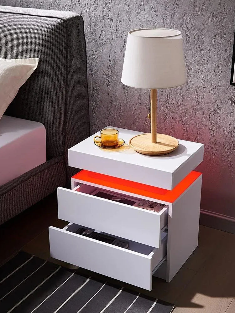 Velador Mesa de Noche Miki con luz LED color Blanco TU MESITA