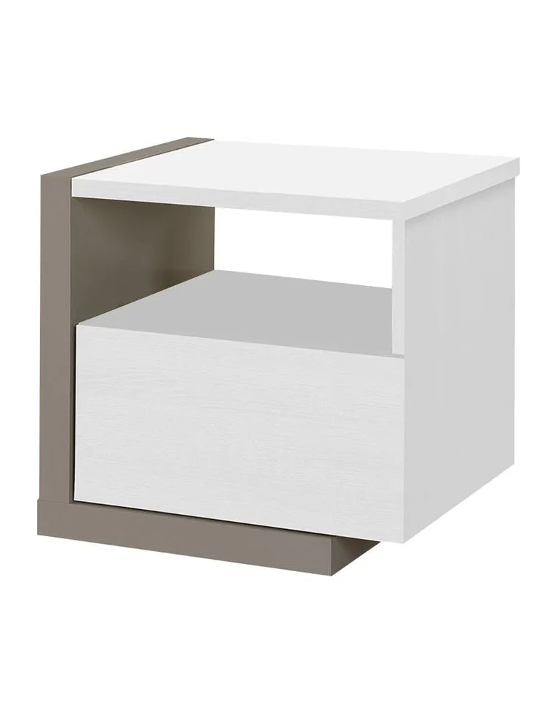 Velador Mesa de Noche Isis color BlancoGris 1 cajón TU MESITA