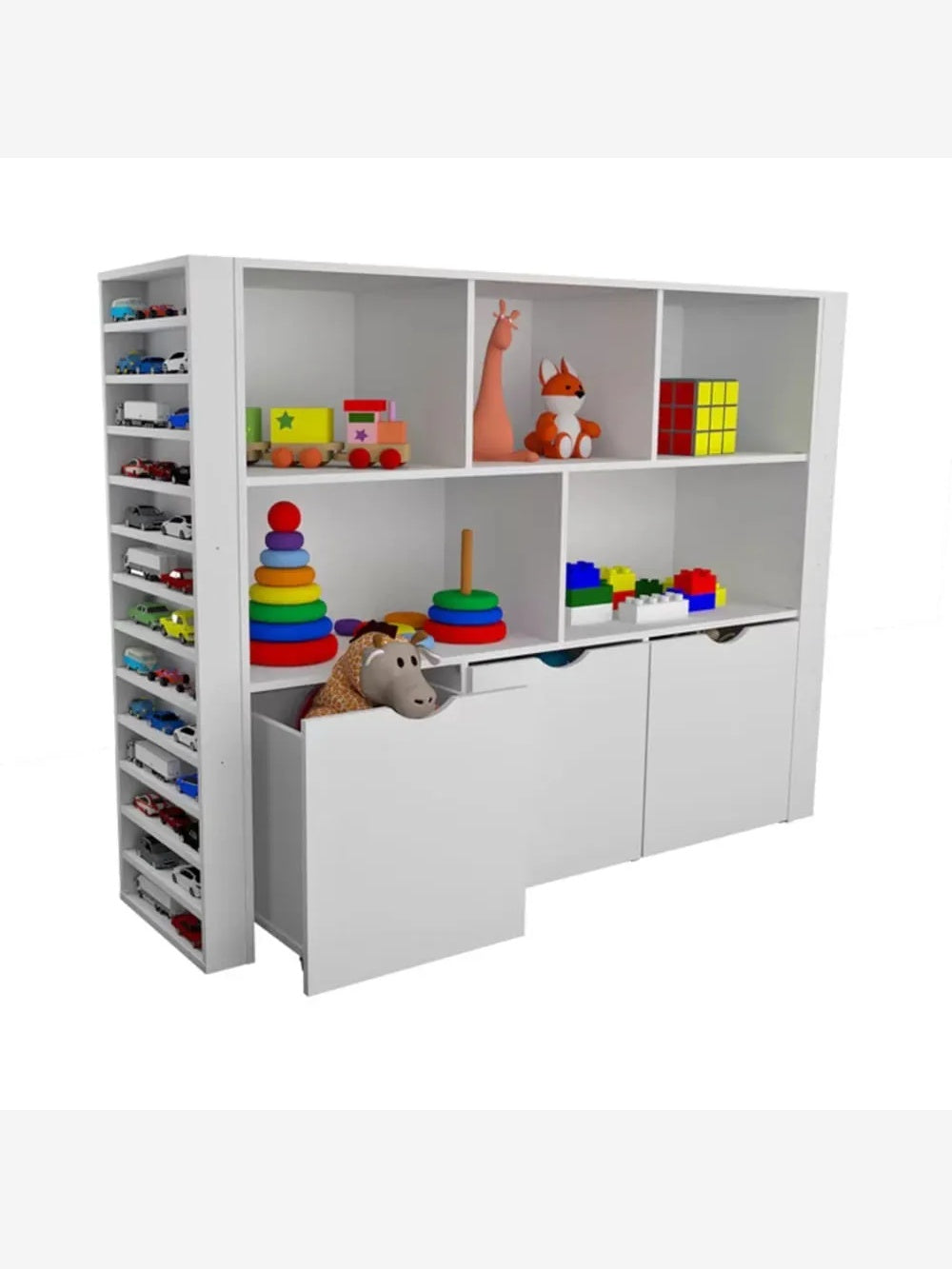 Estante Organizador para Niños Zeus color Blanco TU MESITA 3 baúles con ruedas