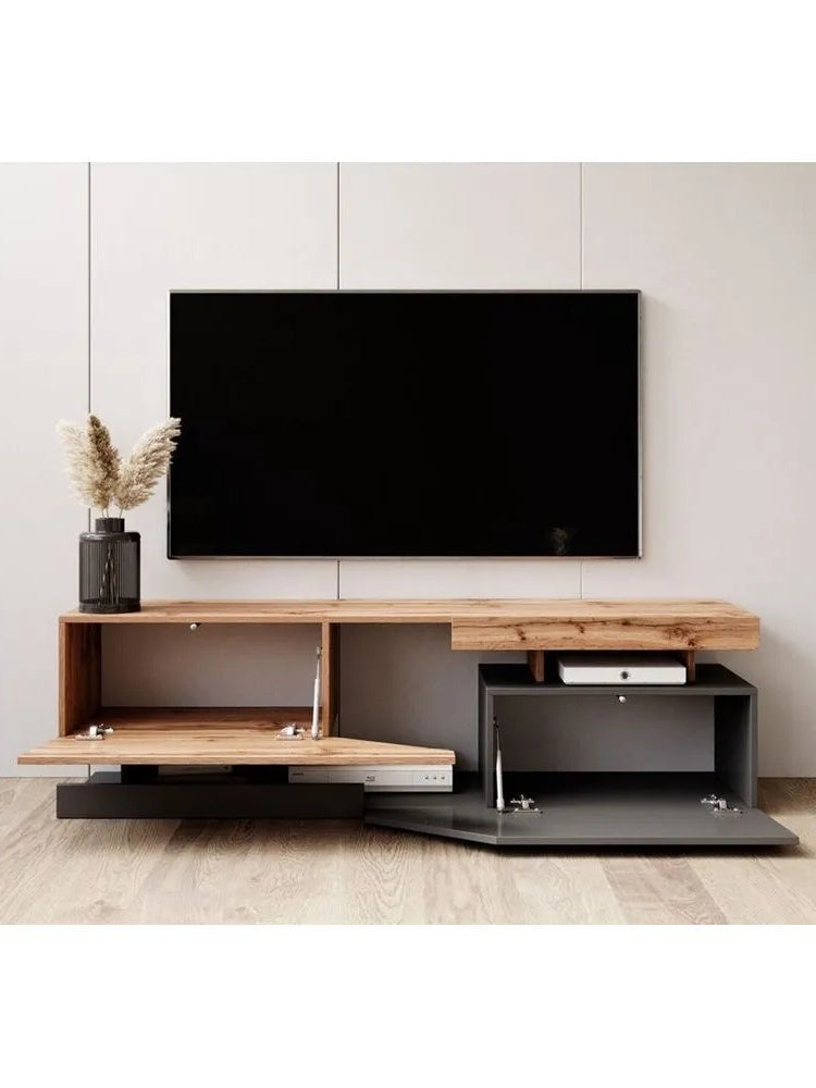 Mesa de Tv Moderna Alexis 2 puertas color NegroRoble TU MESITA