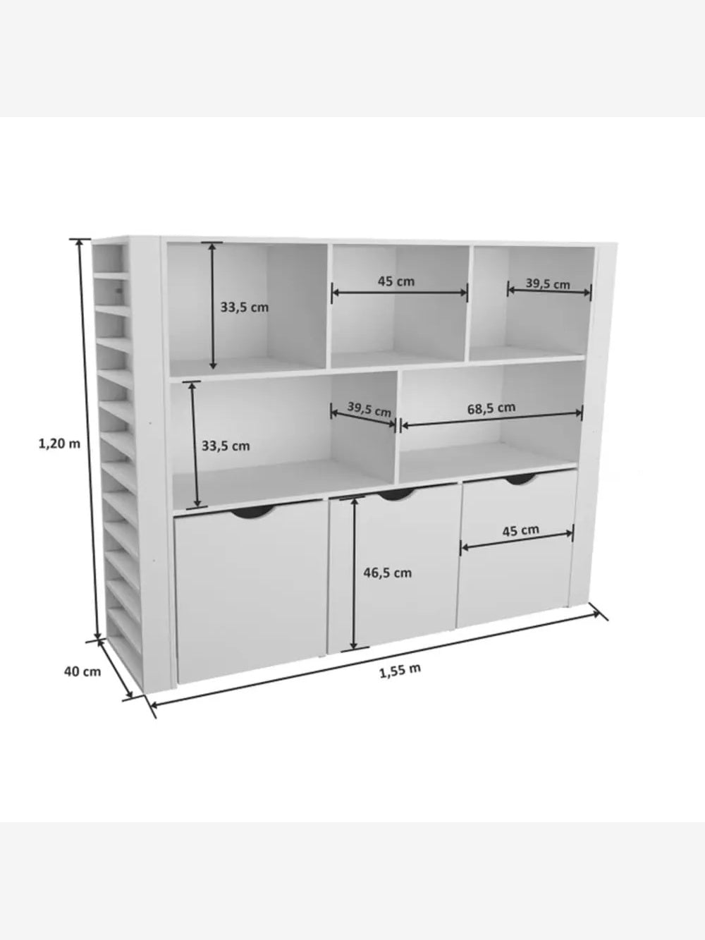 Estante Organizador para Niños Zeus color Blanco TU MESITA 3 baúles con ruedas
