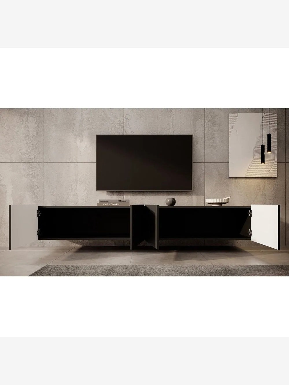 Mesa de TV Flotante Lika color Negro 4 puertas TU MESITA