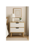 Velador Vintage Moderno Scandi 2 Cajones HayaBlanco TU MESITA