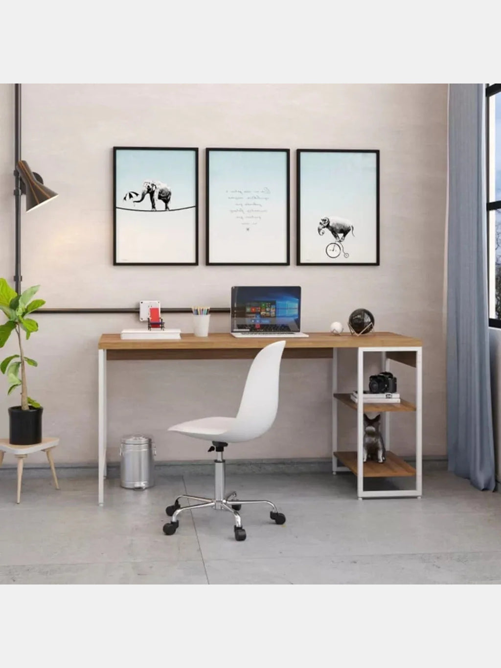 Mesa Escritorio Industrial Liverpol color DunaBlanco TU MESITA