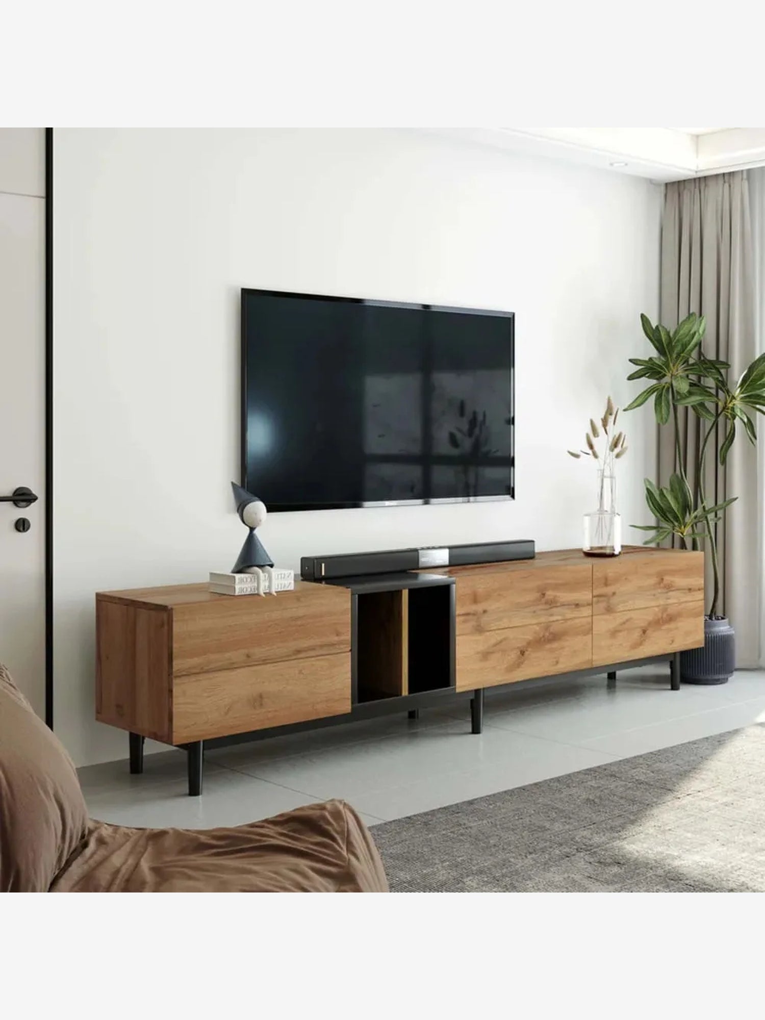 Mesa de TV Moderna Togo Marrón 195cm TU MESITA
