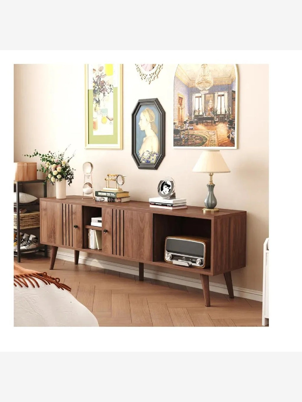 Mesa Moderna de TV 65" Kassini TU MESITA Melamina 18mm Marrón 2 puertas corredizas