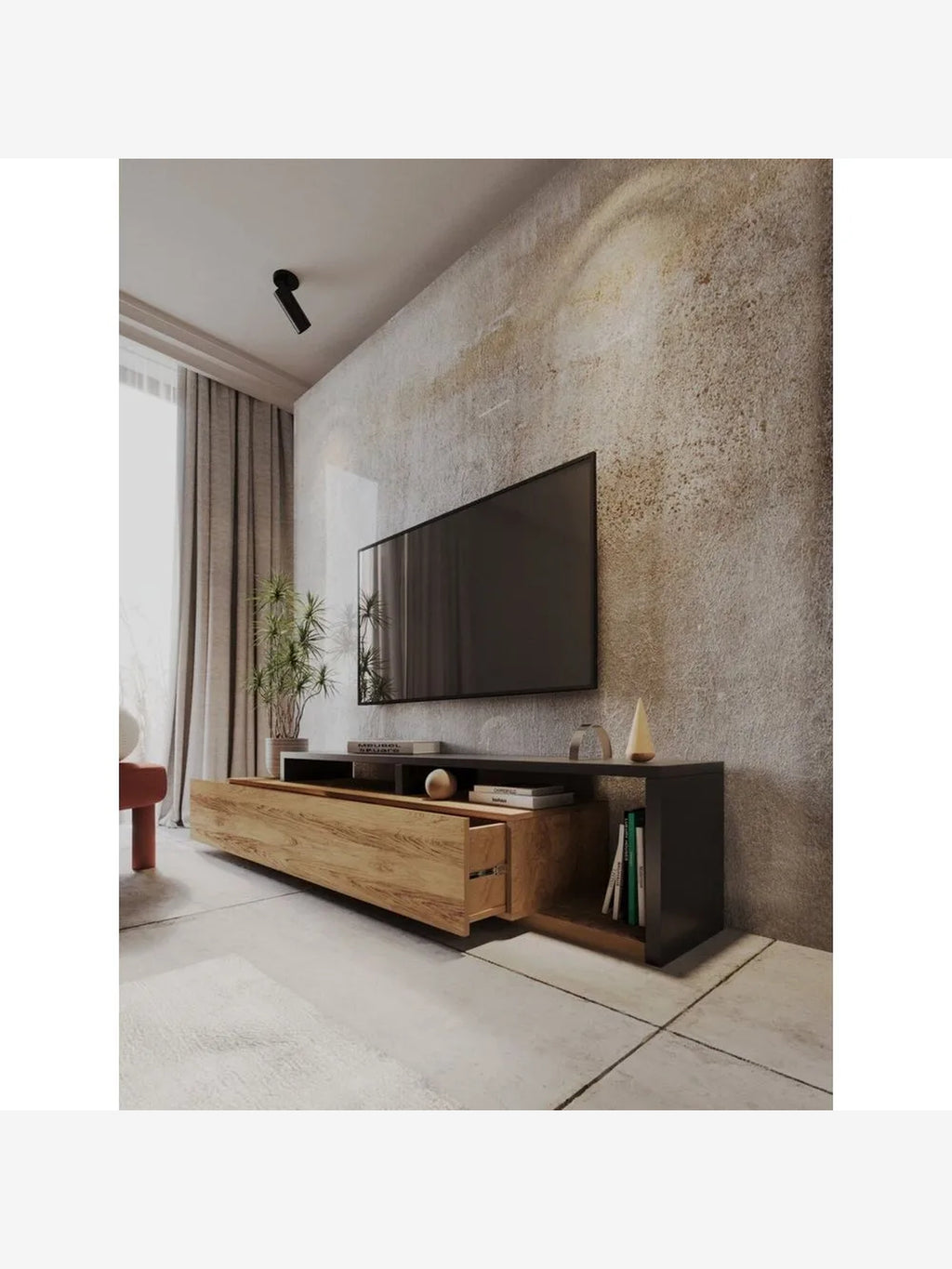Mesa de TV Moderna Mikela color RobleNegro TU MESITA