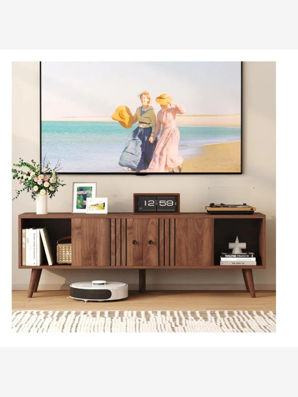 Mesa Moderna de TV 65" Kassini TU MESITA Melamina 18mm Marrón 2 puertas corredizas