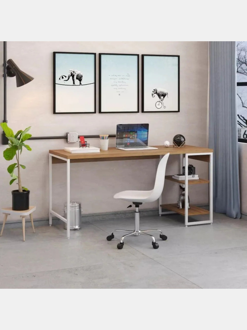 Mesa Escritorio Industrial Liverpol color DunaBlanco TU MESITA