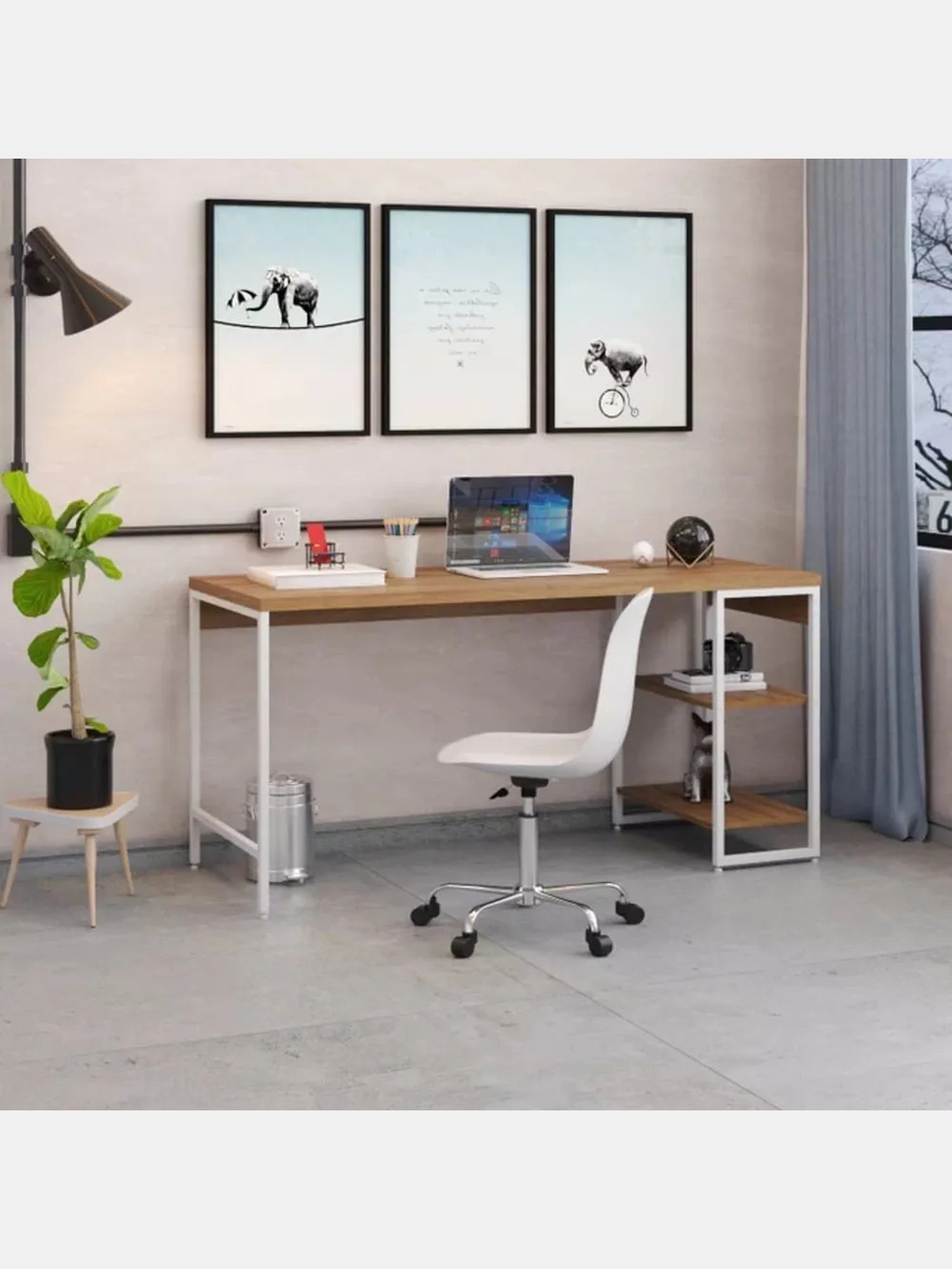 Mesa Escritorio Industrial Liverpol color DunaBlanco TU MESITA