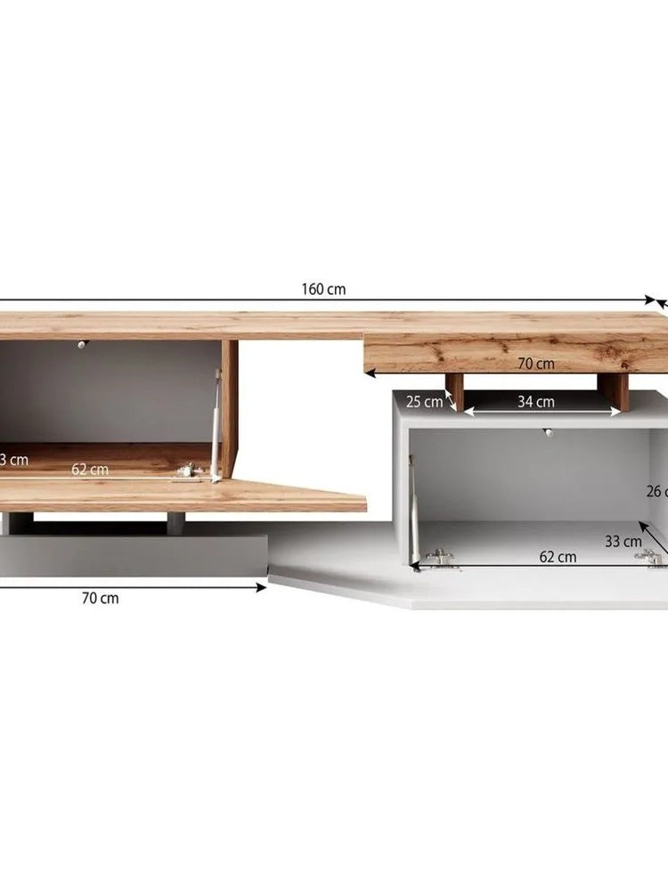 Mesa de Tv Moderna Alexis 2 puertas color NegroRoble TU MESITA