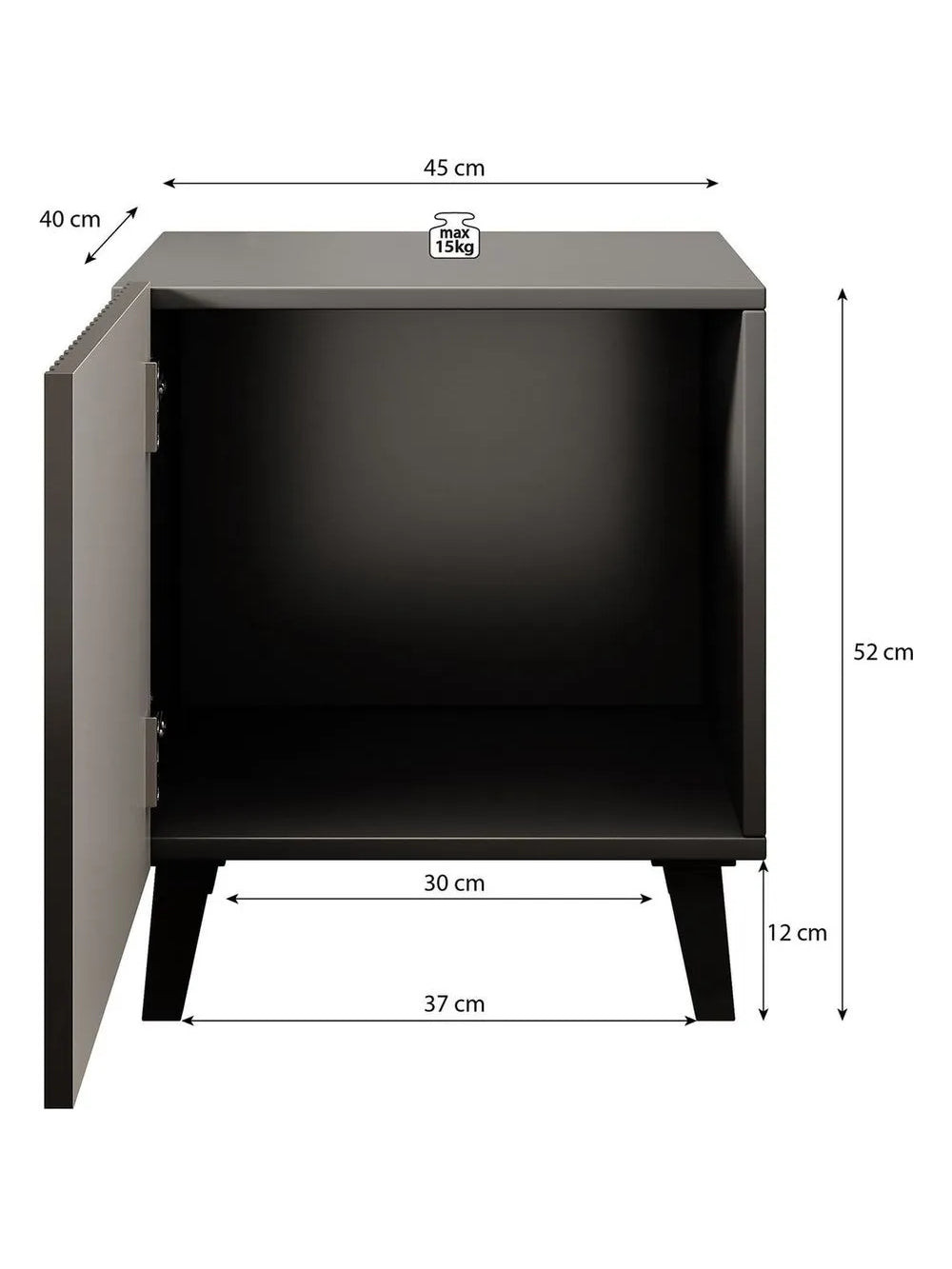 Velador Mesa de Noche Moderno Rogger color negro 1 puerta TU MESITA