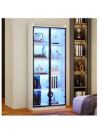 VITRINA MULTIUSOS TU MESITA GINA COLOR BLANCO 2 PUERTAS LUZ LED