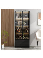 Vitrina Clásica TU MESITA Giorgia color Negro 2 puertas 2 cajones luz LED