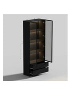 Vitrina Clásica TU MESITA Giorgia color Negro 2 puertas 2 cajones luz LED