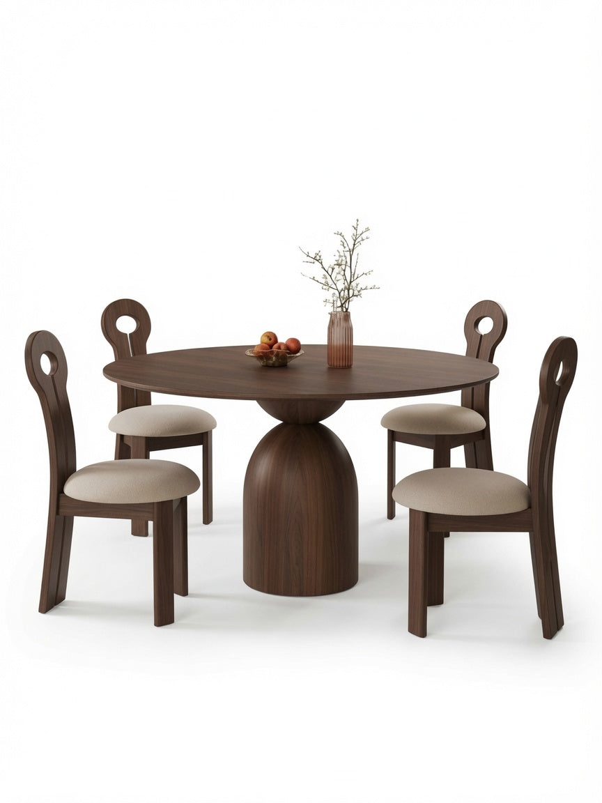Juego de Comedor Minimalista Ileana TU MESITA 4 sillas Marrón