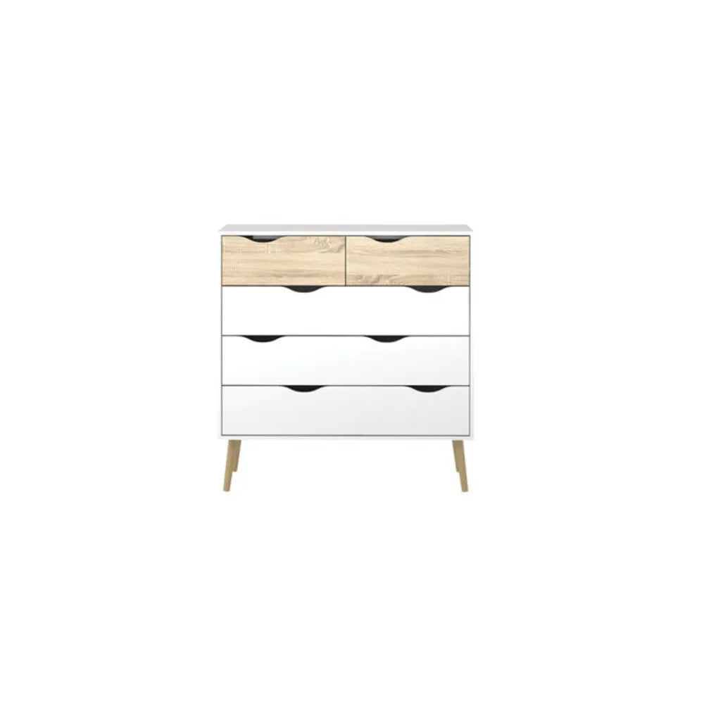 CÓMODA CLÁSICA MATILDE 5 CAJONES COLOR BLANCO/DUNA TU MESITA