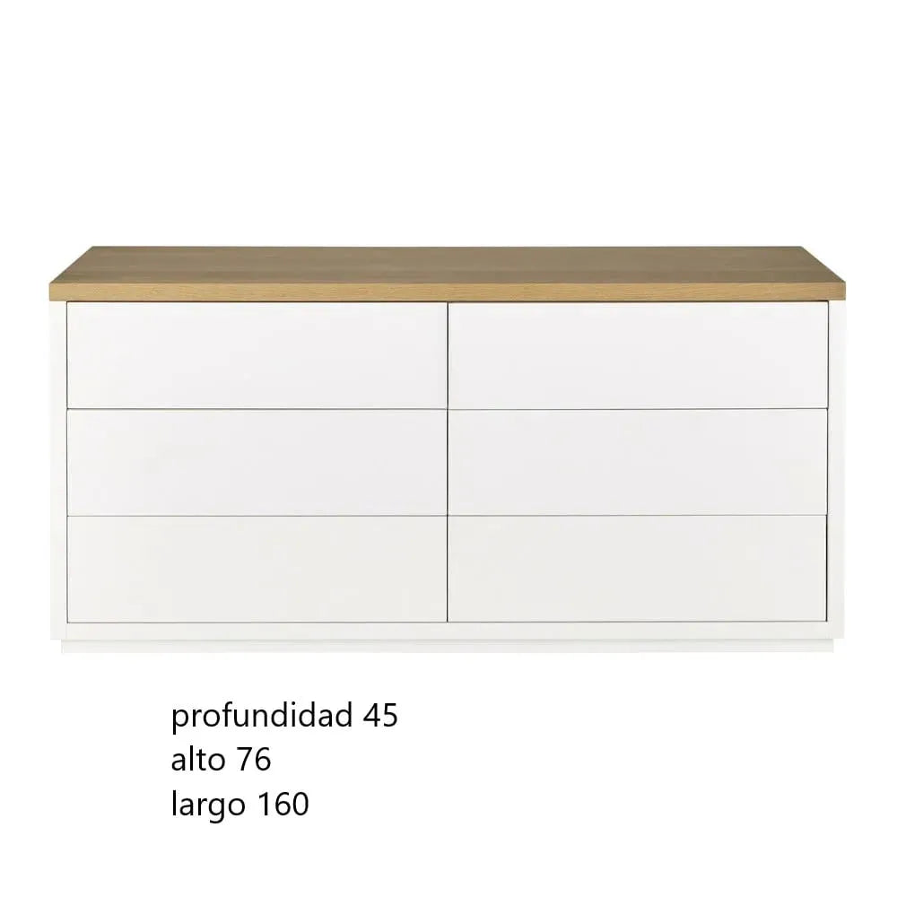 COMODA TU MESITA FABIANA CLASICA 2 6 CAJONES BLANCO MARRON